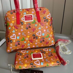 Loungefly Disney Gingerbread Satchel and Wallet - Orange and Red